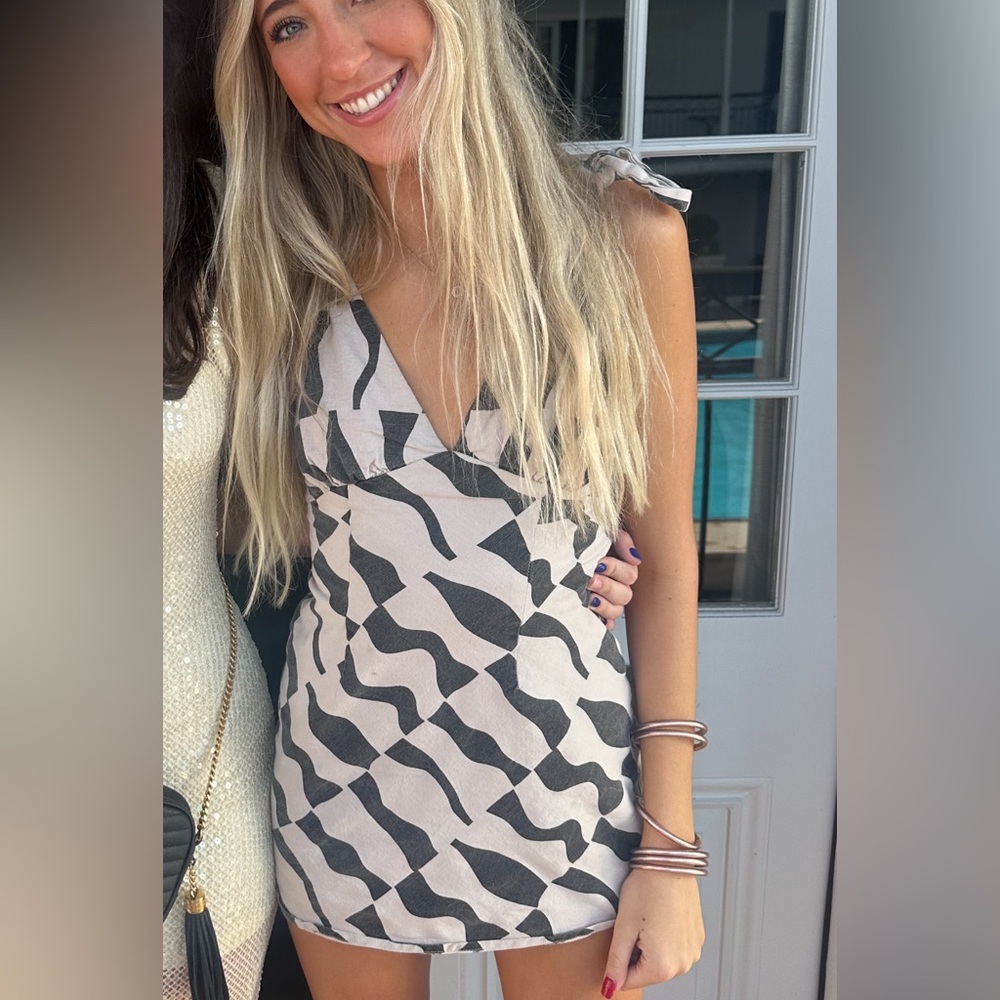 Black and Cream Mini Dress
